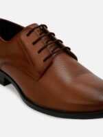 ID Men Tan Brown Solid Leather Formal Oxfords