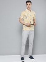 Indian Terrain Pure Cotton Floral Print Polo Collar T-shirt