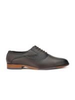 INVICTUS Men Brown Textured Formal Oxfords