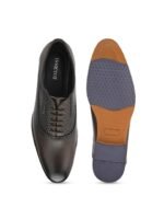 INVICTUS Men Brown Textured Formal Oxfords