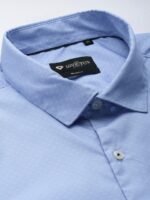 INVICTUS Men Easy Care Blue & White Self Design Sustainable Formal Shirt