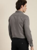 INVICTUS Men Easy Care Grey & Black Self Design Sustainable Formal Shirt