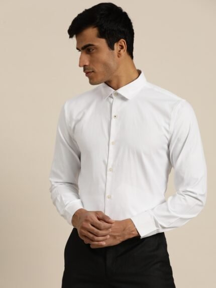 INVICTUS Men Easy Care White Solid Sustainable Formal Shirt