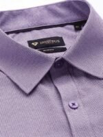 INVICTUS Men Purple Slim Fit Micro Checks Striped Formal Shirt