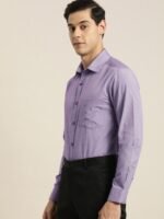 INVICTUS Men Purple Slim Fit Micro Checks Striped Formal Shirt