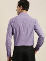 INVICTUS Men Purple Slim Fit Micro Checks Striped Formal Shirt