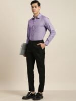 INVICTUS Men Purple Slim Fit Micro Checks Striped Formal Shirt