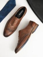 INVICTUS Men Tan Textured Formal Oxfords