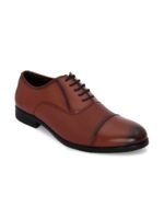 INVICTUS Men Tan Textured Oxfords