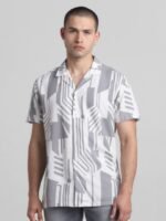 Jack & Jones Geometric Printed Cuban Collar Casual Shirt