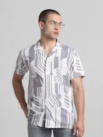 Jack & Jones Geometric Printed Cuban Collar Casual Shirt