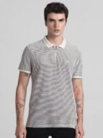 Jack & Jones Men Striped Polo Collar Pockets T-shirt