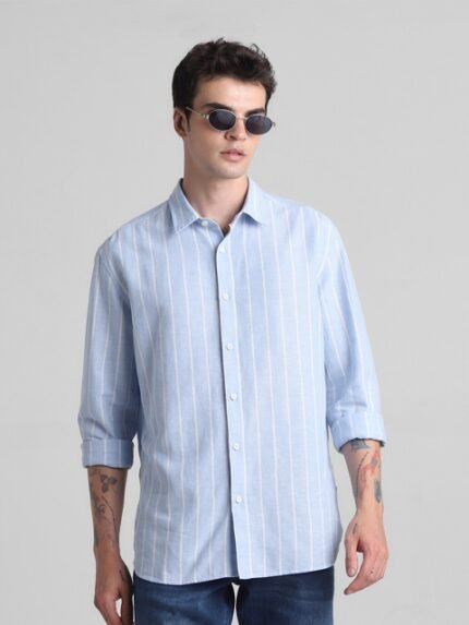 Jack & Jones Striped Cotton Linen Casual Shirt