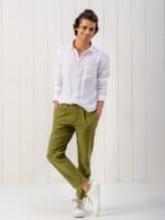 KINGDOM OF WHITE Spread Collar Pure Linen Casual Shirt