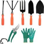 Kraft Seeds by 10CLUB Gardening Tools Kit - 7 Pcs (Cultivator, Fork, Trowels, Weeder, Garden Gloves, Pruner Cutter) | Gardening Tools Set For Home | Indoor and Outdoor Gardening