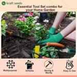 Kraft Seeds Garden Tool Set - 3 Pcs (Small Trowel, 2 Inch Khurpi, Weeder) | Terrace Gardening Accessories | Tools Kit for Home Gardening | Essential Farming Spade, Shovel for...