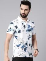 Kryptic Men Printed Polo Collar Pure Cotton T-shirt