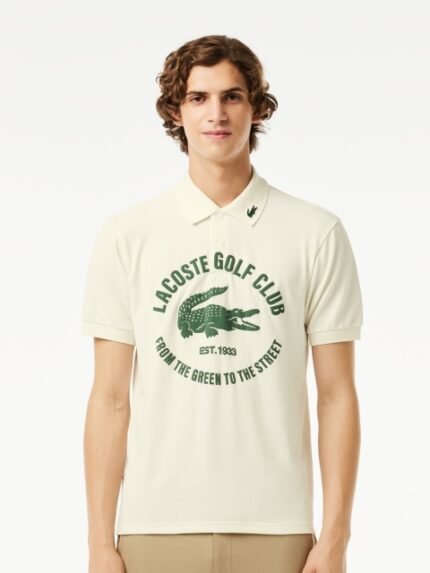 Lacoste Typography Printed Polo Collar T-shirt