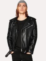 Leather Retail Men Black Outdoor Leather Jacket