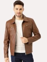 Leather Retail Men Brown Outdoor Biker Jacket