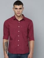 Levis Men Slim Fit Micro Checks Opaque Printed Pure Cotton Casual Shirt