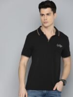 Levis Men Solid Polo Collar Slim Fit T-shirt With Minimal Brand Logo Embroidered Detail