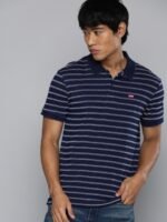 Levis Pure Cotton Polo Collar Slim Fit Striped T-shirt