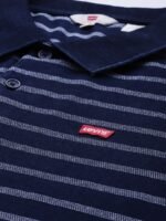 Levis Pure Cotton Polo Collar Slim Fit Striped T-shirt