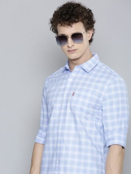 Levis Slim Fit Checked Pure Cotton Casual Shirt