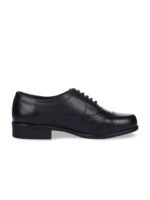 Liberty Men Black Solid Leather Formal Oxfords