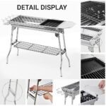 Livzing Foldable Charcoal Barbeque Grill Set for Home & Outdoor BBQ Grill Set for Camping Picnics Traveling with Storage Shelf and Hooks-Stainless Steel (barbecue grill set)