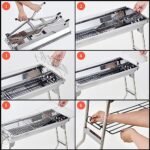 Livzing Foldable Charcoal Barbeque Grill Set for Home & Outdoor BBQ Grill Set for Camping Picnics Traveling with Storage Shelf and Hooks-Stainless Steel (barbecue grill set)