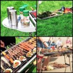 Livzing Foldable Charcoal Barbeque Grill Set for Home & Outdoor BBQ Grill Set for Camping Picnics Traveling with Storage Shelf and Hooks-Stainless Steel (barbecue grill set)