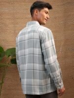 Locomotive Premium Men Dobby Textured Checked Utility Pocket Oversized Overshirt