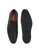 Louis Philippe Men Black Woven Design Leather Formal Oxfords