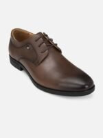 Louis Philippe Men Brown Solid Leather Formal Oxfords