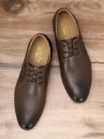 Louis Philippe Men Brown Solid Leather Formal Oxfords