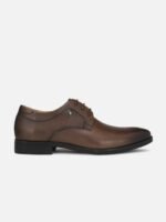 Louis Philippe Men Brown Solid Leather Formal Oxfords