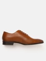 Louis Philippe Men Brown Solid Leather Formal Oxfords with Textured Detail