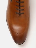 Louis Philippe Men Brown Solid Leather Formal Oxfords with Textured Detail