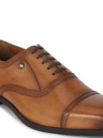 Louis Philippe Men Brown Woven Design Leather Formal Oxfords