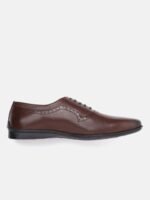 Louis Philippe Men Coffee Brown Leather Textured Formal Oxfords