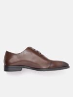 Louis Philippe Men Leather Formal Oxfords with Perforated Detail