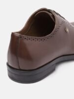 Louis Philippe Men Leather Formal Oxfords with Perforated Detail