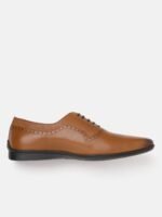 Louis Philippe Men Tan Brown Solid Leather Formal Oxfords with Textured Detail