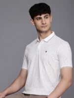 Louis Philippe Sport Tropical Printed Polo Collar Pure Cotton Slim Fit T-shirt