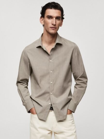 MANGO MAN Cotton Opaque Smart Casual Shirt