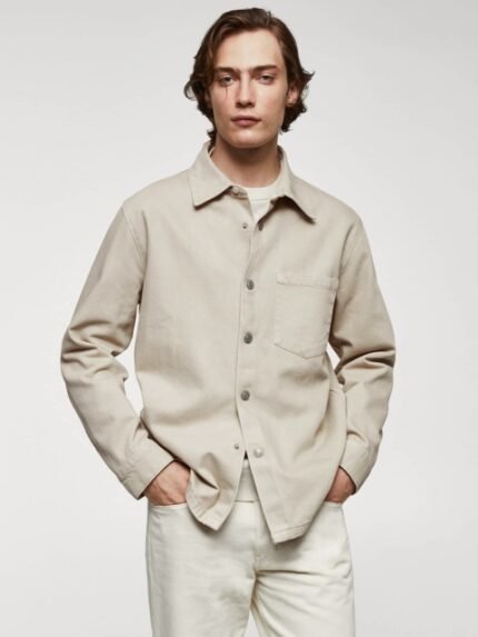 MANGO MAN Pure Cotton Pocket Detail Overshirt