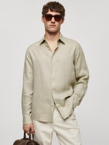 MANGO MAN Pure Linen Opaque Casual Shirt