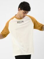 Maniac Typography Printed Raglan Sleeves Cotton Oversized T-shirt